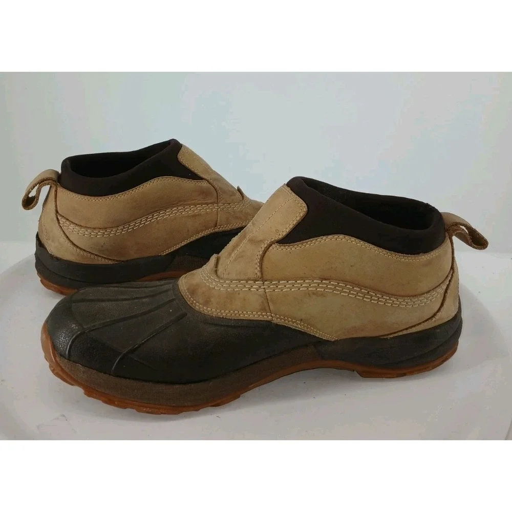 Vintage L L Bean Mens Duck Boots/shoes Tan Leather Low Top Snow Waterproof 12 C1